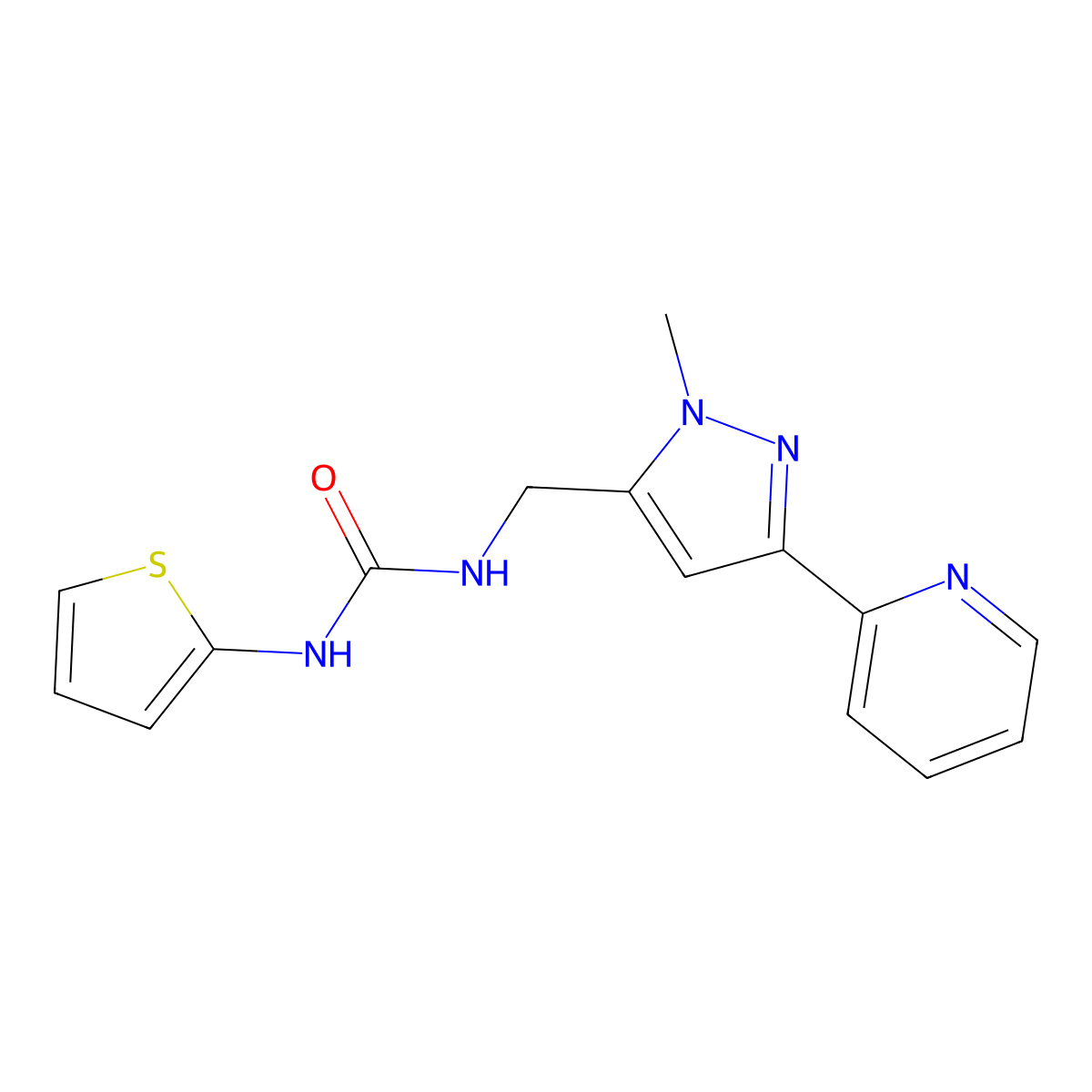 3-{[1-methyl-3-(pyridin-2-yl)-1H-pyrazol-5-yl]methyl}-1-(thiophen-2-yl)urea molecular structure, CAS 2309747-94-0