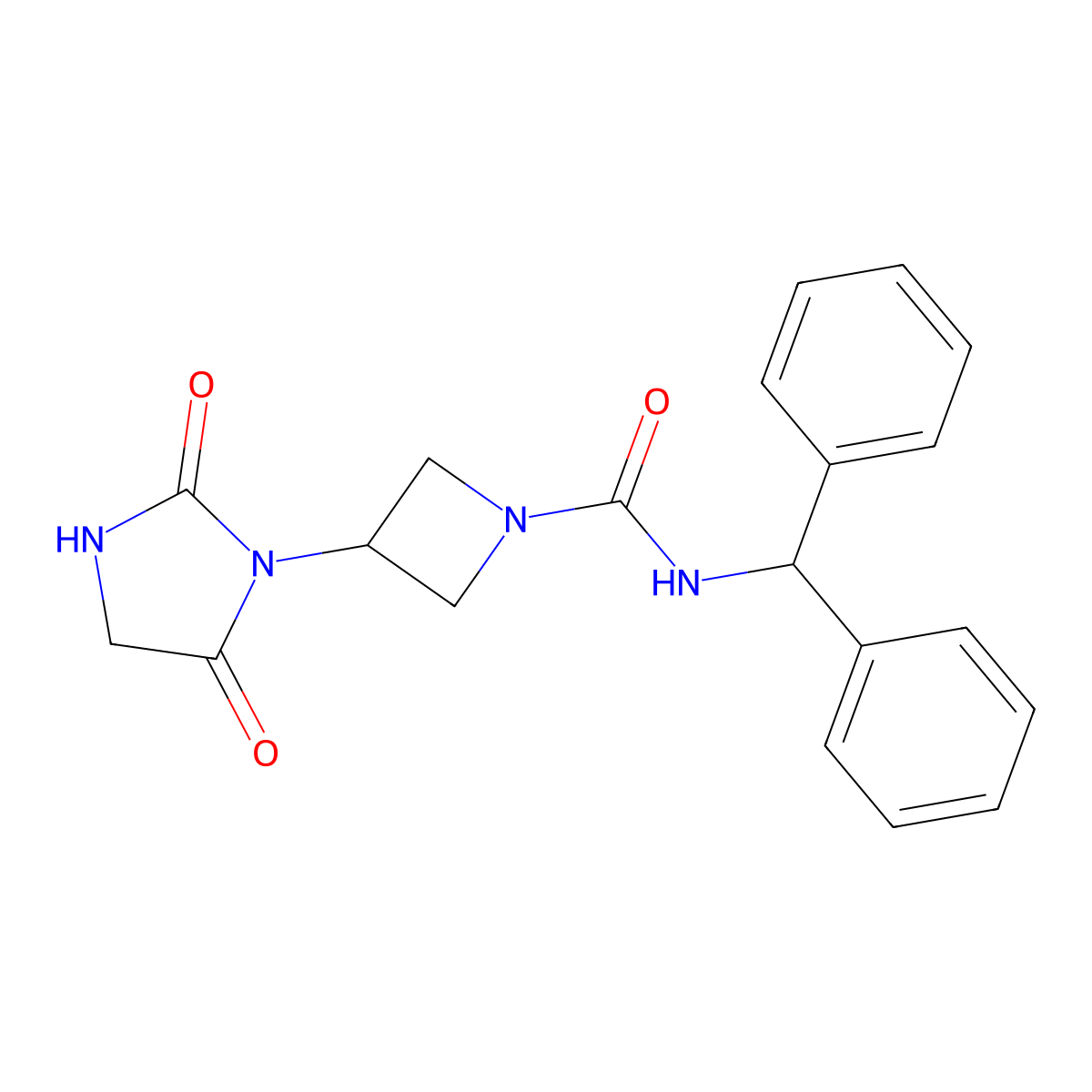 N-benzhydryl-3-(2,5-dioxoimidazolidin-1-yl)azetidine-1-carboxamide molecular structure, CAS 2309748-30-7