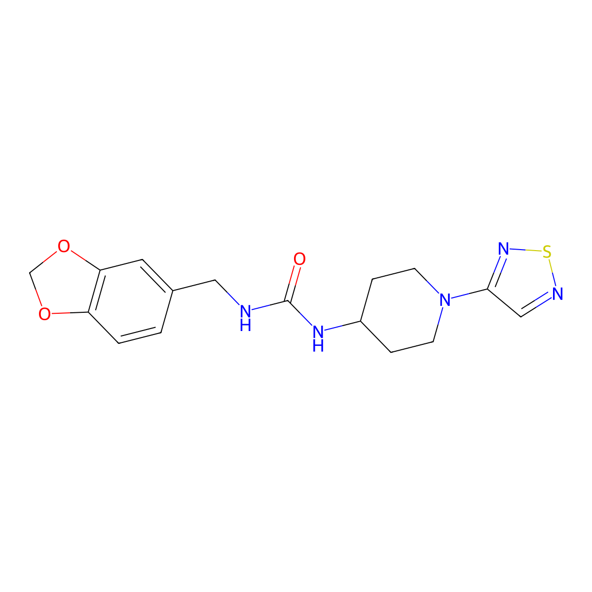 3-[(2H-1,3-benzodioxol-5-yl)methyl]-1-[1-(1,2,5-thiadiazol-3-yl)piperidin-4-yl]urea molecular structure, CAS 2309748-75-0