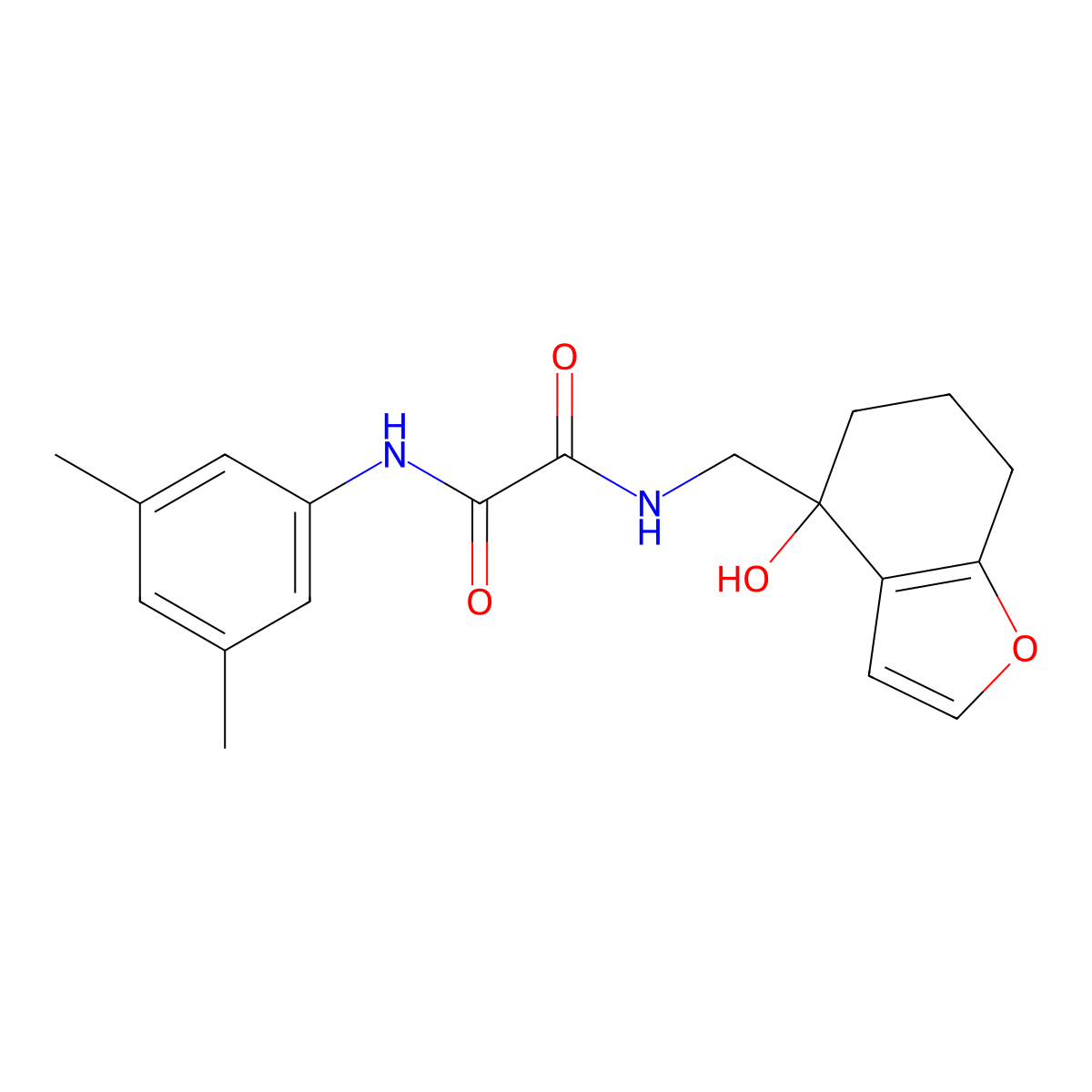 N1-(3,5-dimethylphenyl)-N2-((4-hydroxy-4,5,6,7-tetrahydrobenzofuran-4-yl)methyl)oxalamide molecular structure, CAS 2309748-88-5