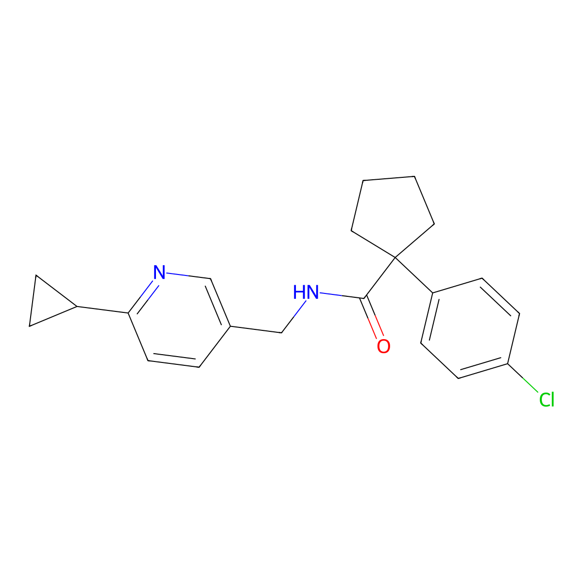 1-(4-chlorophenyl)-N-[(6-cyclopropylpyridin-3-yl)methyl]cyclopentane-1-carboxamide molecular structure, CAS 2309749-00-4