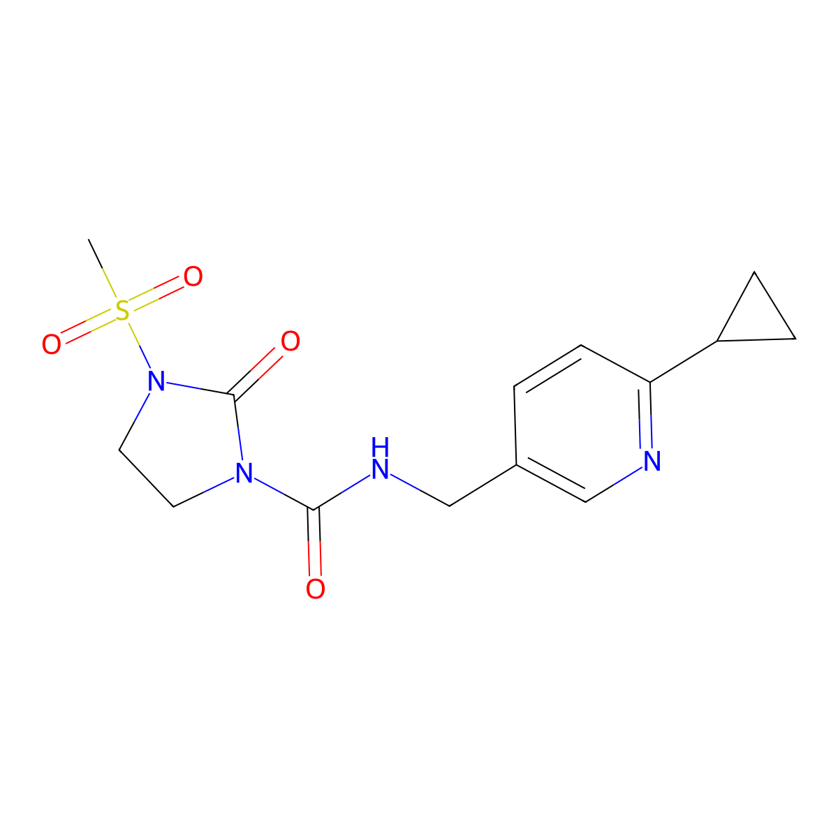 N-[(6-cyclopropylpyridin-3-yl)methyl]-3-methanesulfonyl-2-oxoimidazolidine-1-carboxamide molecular structure, CAS 2309749-08-2