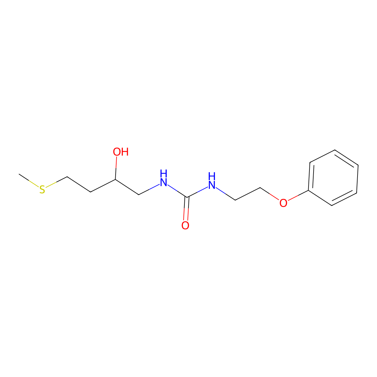 3-[2-Hydroxy-4-(methylsulfanyl)butyl]-1-(2-phenoxyethyl)urea molecular structure, CAS 2309749-16-2