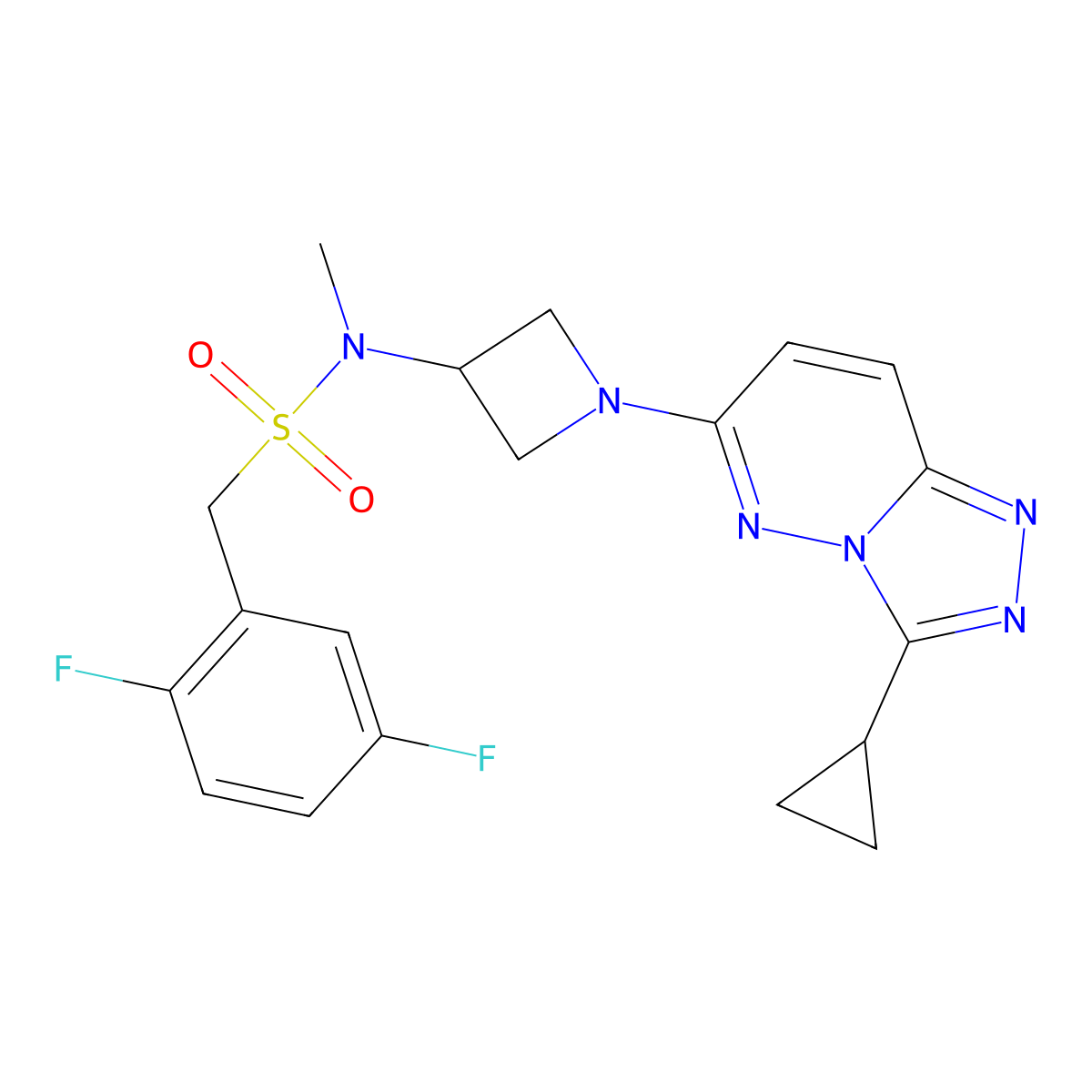 N-(1-{3-cyclopropyl-[1,2,4]triazolo[4,3-b]pyridazin-6-yl}azetidin-3-yl)-1-(2,5-difluorophenyl)-N-methylmethanesulfonamide molecular structure, CAS 2309749-44-6