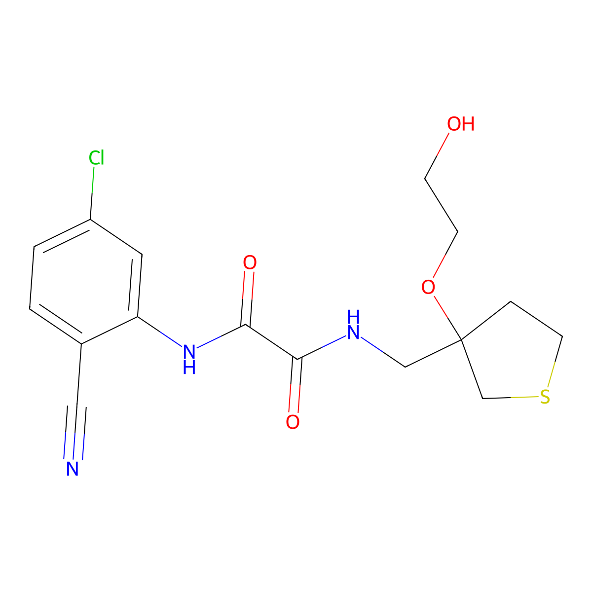 N1-(5-chloro-2-cyanophenyl)-N2-((3-(2-hydroxyethoxy)tetrahydrothiophen-3-yl)methyl)oxalamide molecular structure, CAS 2309749-72-0