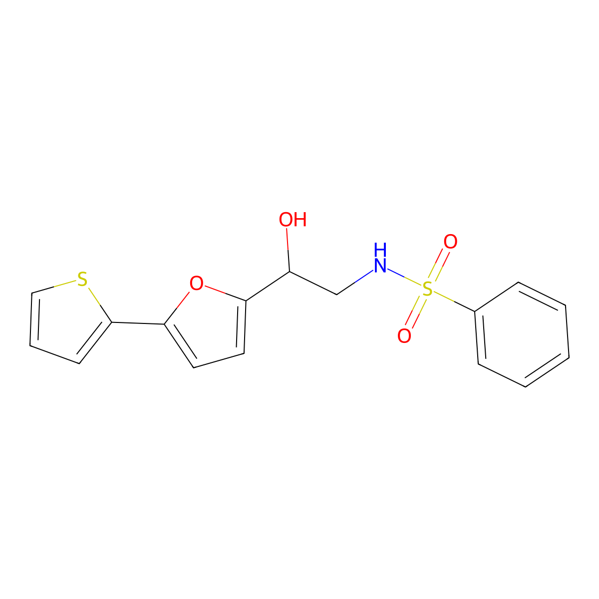 N-{2-hydroxy-2-[5-(thiophen-2-yl)furan-2-yl]ethyl}benzenesulfonamide molecular structure, CAS 2309749-78-6