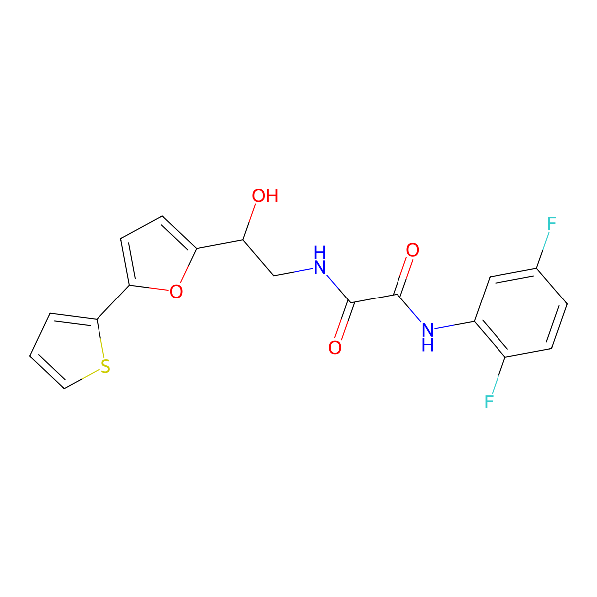N'-(2,5-Difluorophenyl)-N-[2-hydroxy-2-(5-thiophen-2-ylfuran-2-yl)ethyl]oxamide molecular structure, CAS 2309749-95-7