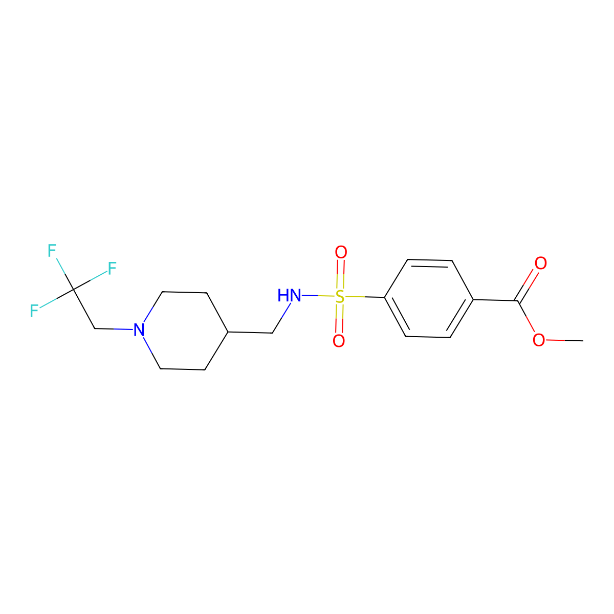 Methyl 4-({[1-(2,2,2-trifluoroethyl)piperidin-4-yl]methyl}sulfamoyl)benzoate molecular structure, CAS 2309750-09-0