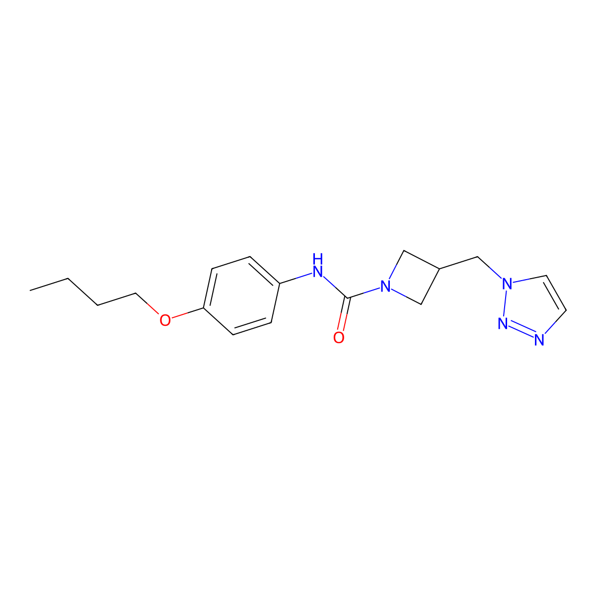 N-(4-butoxyphenyl)-3-[(1H-1,2,3-triazol-1-yl)methyl]azetidine-1-carboxamide molecular structure, CAS 2309750-21-6