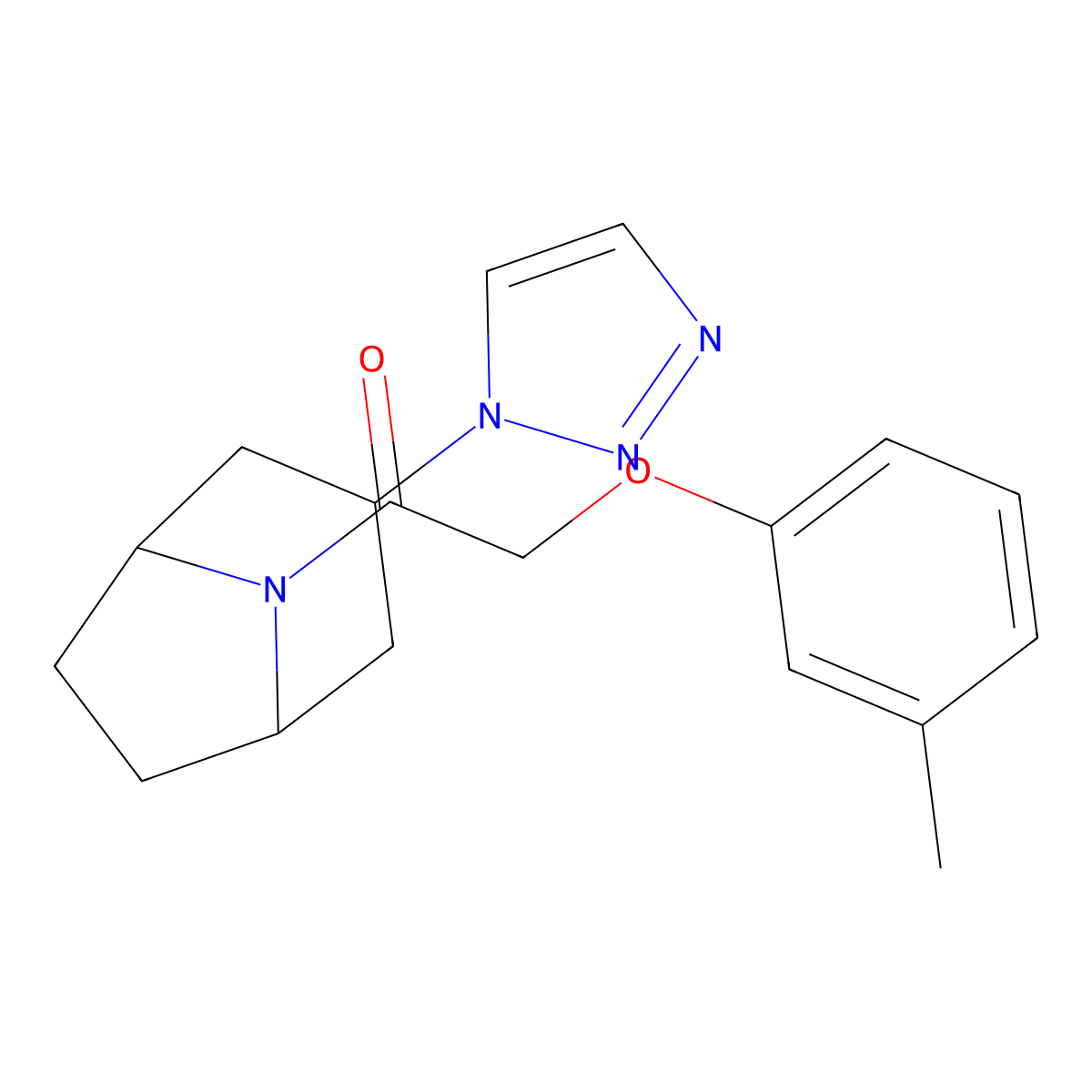 2-(3-methylphenoxy)-1-[3-(1H-1,2,3-triazol-1-yl)-8-azabicyclo[3.2.1]octan-8-yl]ethan-1-one molecular structure, CAS 2309750-39-6