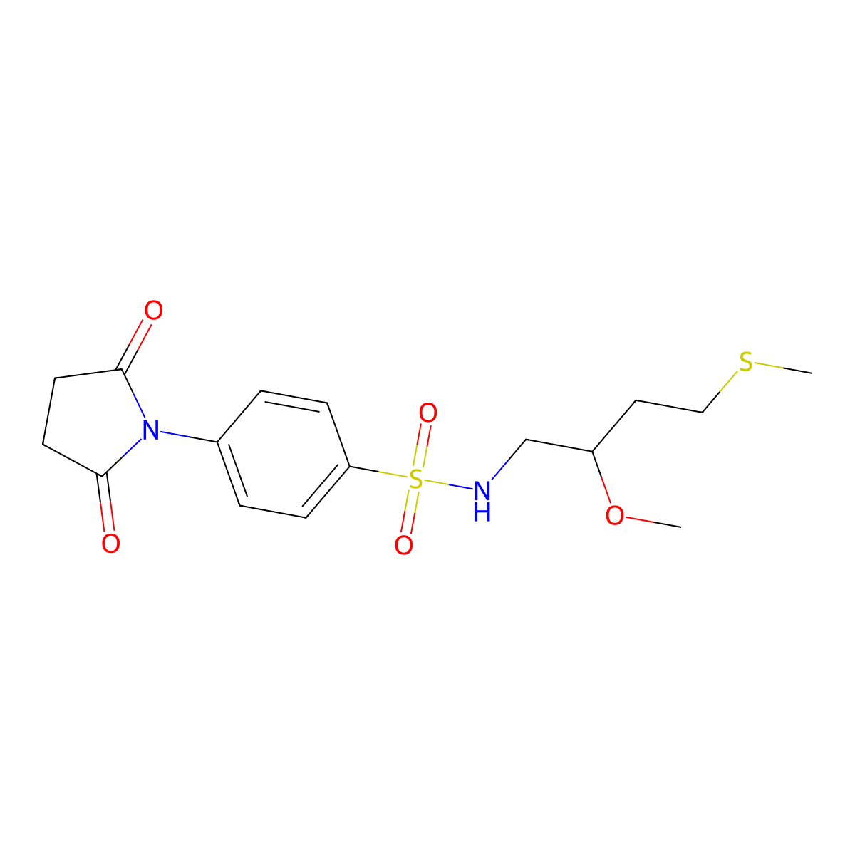 4-(2,5-dioxopyrrolidin-1-yl)-N-[2-methoxy-4-(methylsulfanyl)butyl]benzene-1-sulfonamide molecular structure, CAS 2309750-50-1