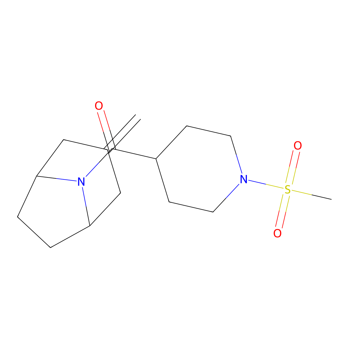 8-(1-Methanesulfonylpiperidine-4-carbonyl)-3-methylidene-8-azabicyclo[3.2.1]octane molecular structure, CAS 2309750-51-2