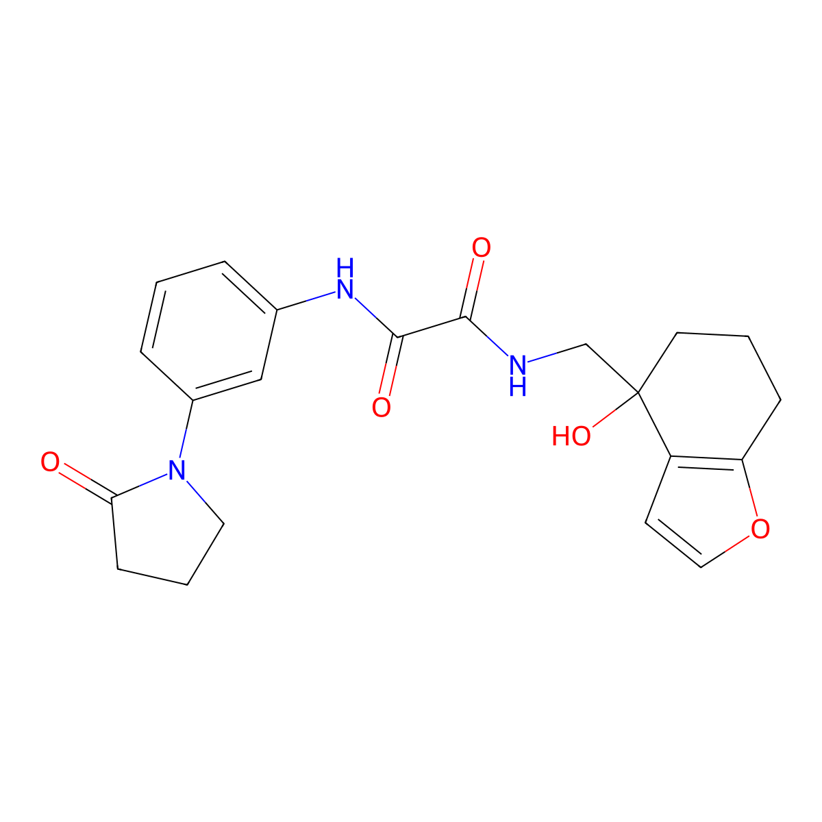 N-[(4-hydroxy-4,5,6,7-tetrahydro-1-benzofuran-4-yl)methyl]-N'-[3-(2-oxopyrrolidin-1-yl)phenyl]ethanediamide molecular structure, CAS 2309750-52-3