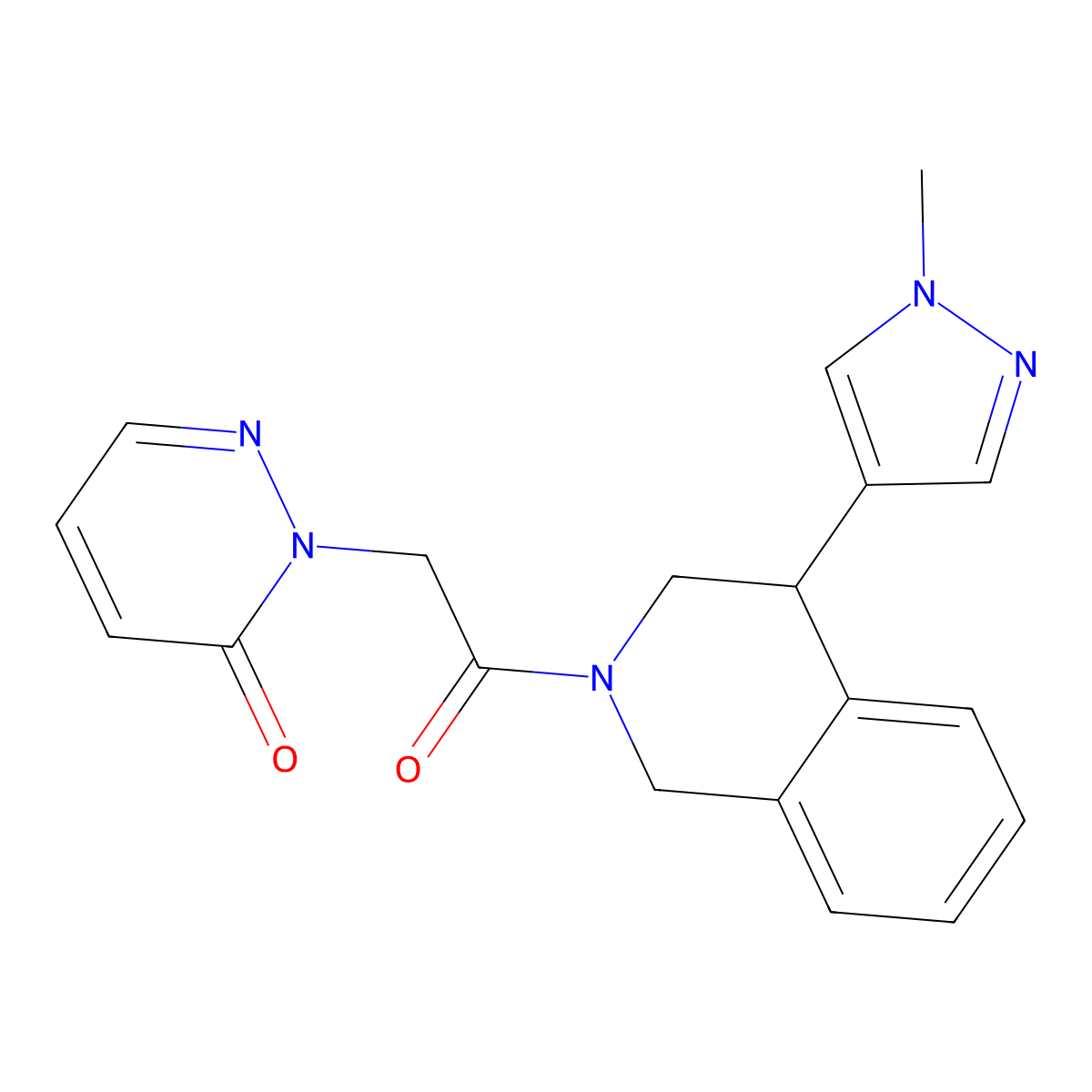 2-(2-(4-(1-methyl-1H-pyrazol-4-yl)-3,4-dihydroisoquinolin-2(1H)-yl)-2-oxoethyl)pyridazin-3(2H)-one molecular structure, CAS 2309750-53-4