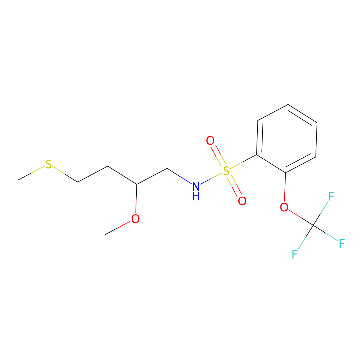 N-[2-methoxy-4-(methylsulfanyl)butyl]-2-(trifluoromethoxy)benzene-1-sulfonamide molecular structure, CAS 2309750-60-3
