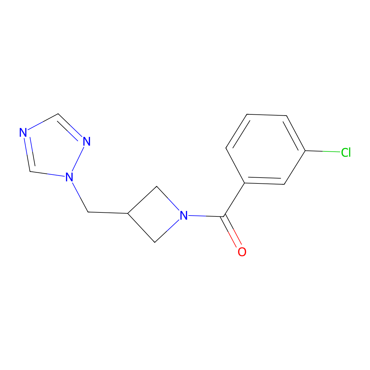 1-{[1-(3-chlorobenzoyl)azetidin-3-yl]methyl}-1H-1,2,4-triazole molecular structure, CAS 2309750-93-2