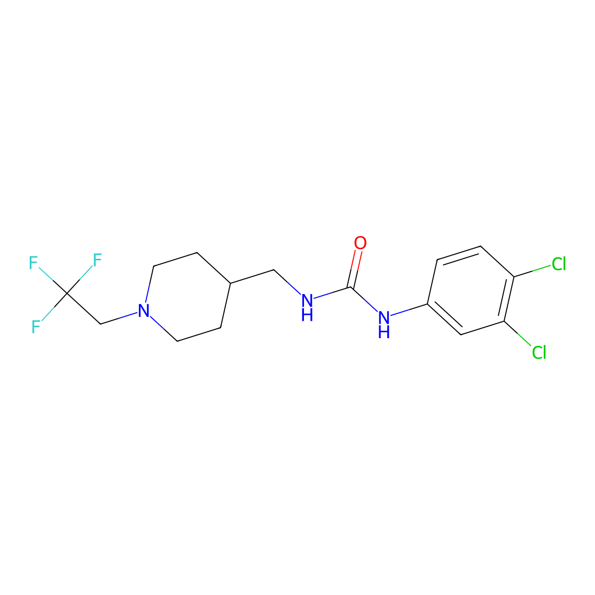 1-(3,4-Dichlorophenyl)-3-{[1-(2,2,2-trifluoroethyl)piperidin-4-yl]methyl}urea molecular structure, CAS 2309751-08-2