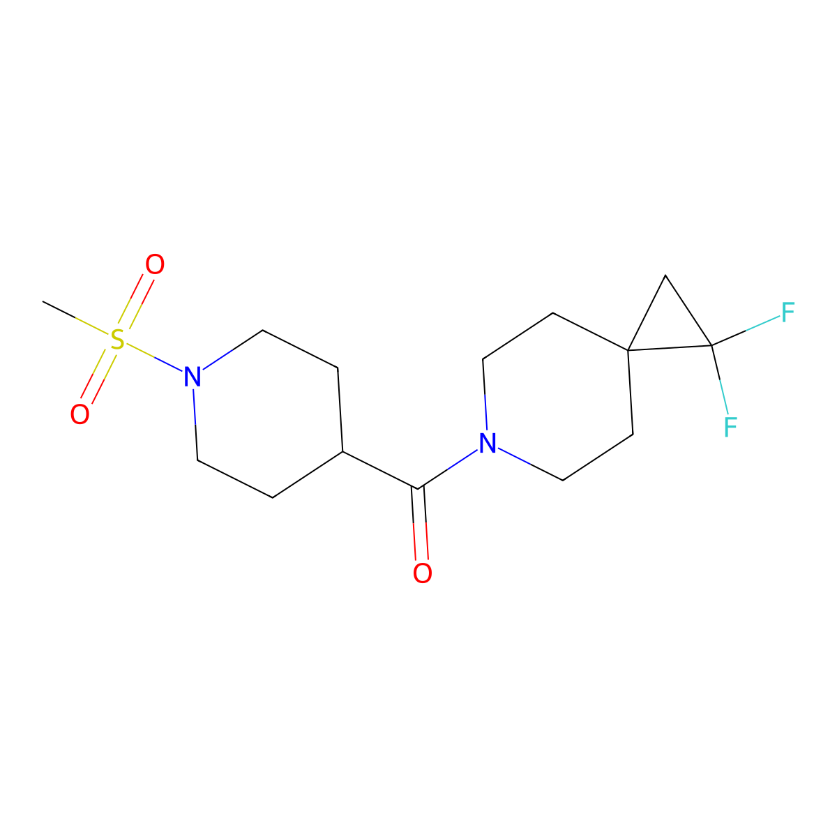 1,1-Difluoro-6-(1-methanesulfonylpiperidine-4-carbonyl)-6-azaspiro[2.5]octane molecular structure, CAS 2309751-37-7