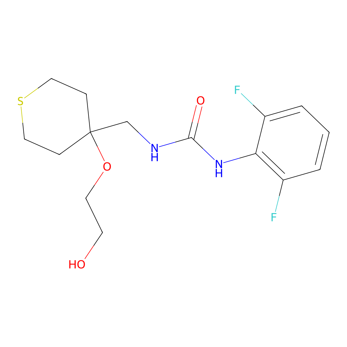 3-(2,6-Difluorophenyl)-1-{[4-(2-hydroxyethoxy)thian-4-yl]methyl}urea molecular structure, CAS 2309751-52-6