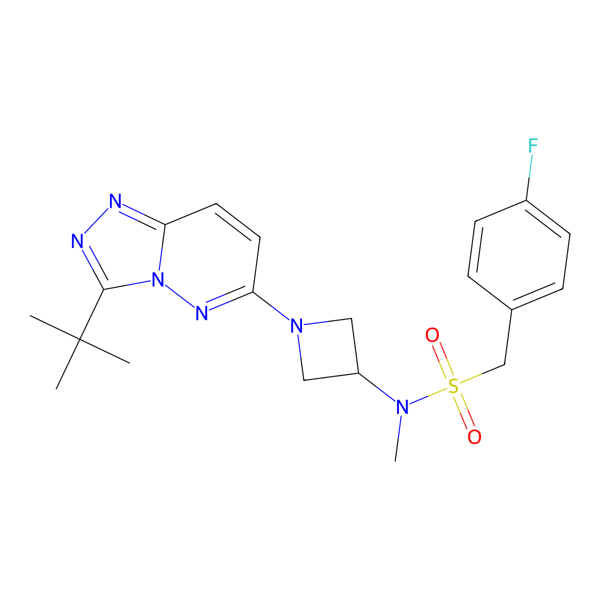 N-(1-{3-tert-butyl-[1,2,4]triazolo[4,3-b]pyridazin-6-yl}azetidin-3-yl)-1-(4-fluorophenyl)-N-methylmethanesulfonamide molecular structure, CAS 2309751-54-8