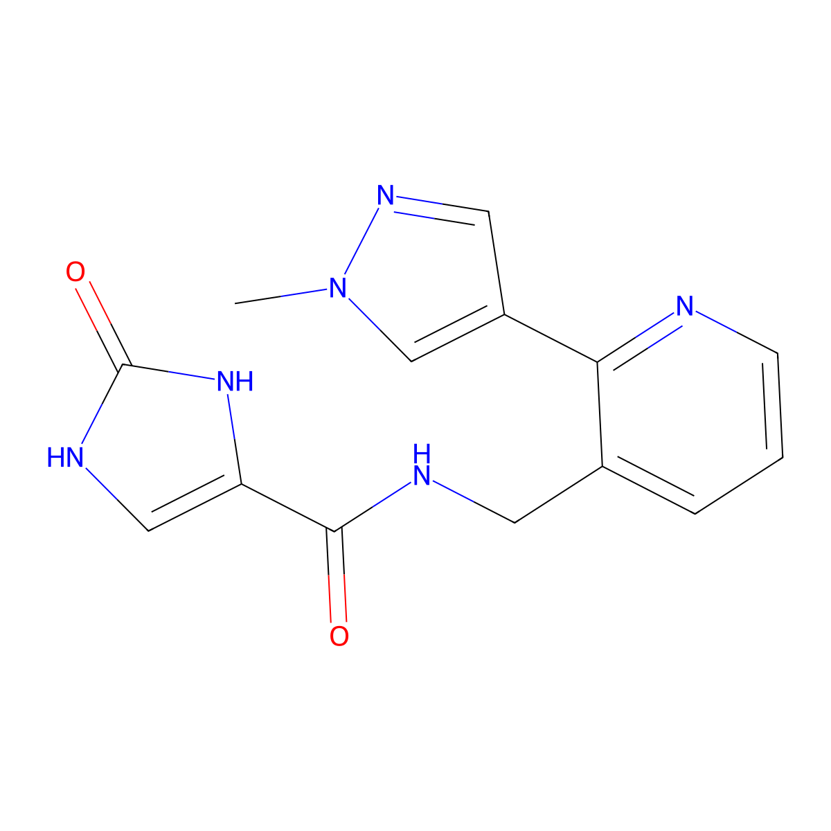 N-{[2-(1-methyl-1H-pyrazol-4-yl)pyridin-3-yl]methyl}-2-oxo-2,3-dihydro-1H-imidazole-4-carboxamide molecular structure, CAS 2309751-58-2