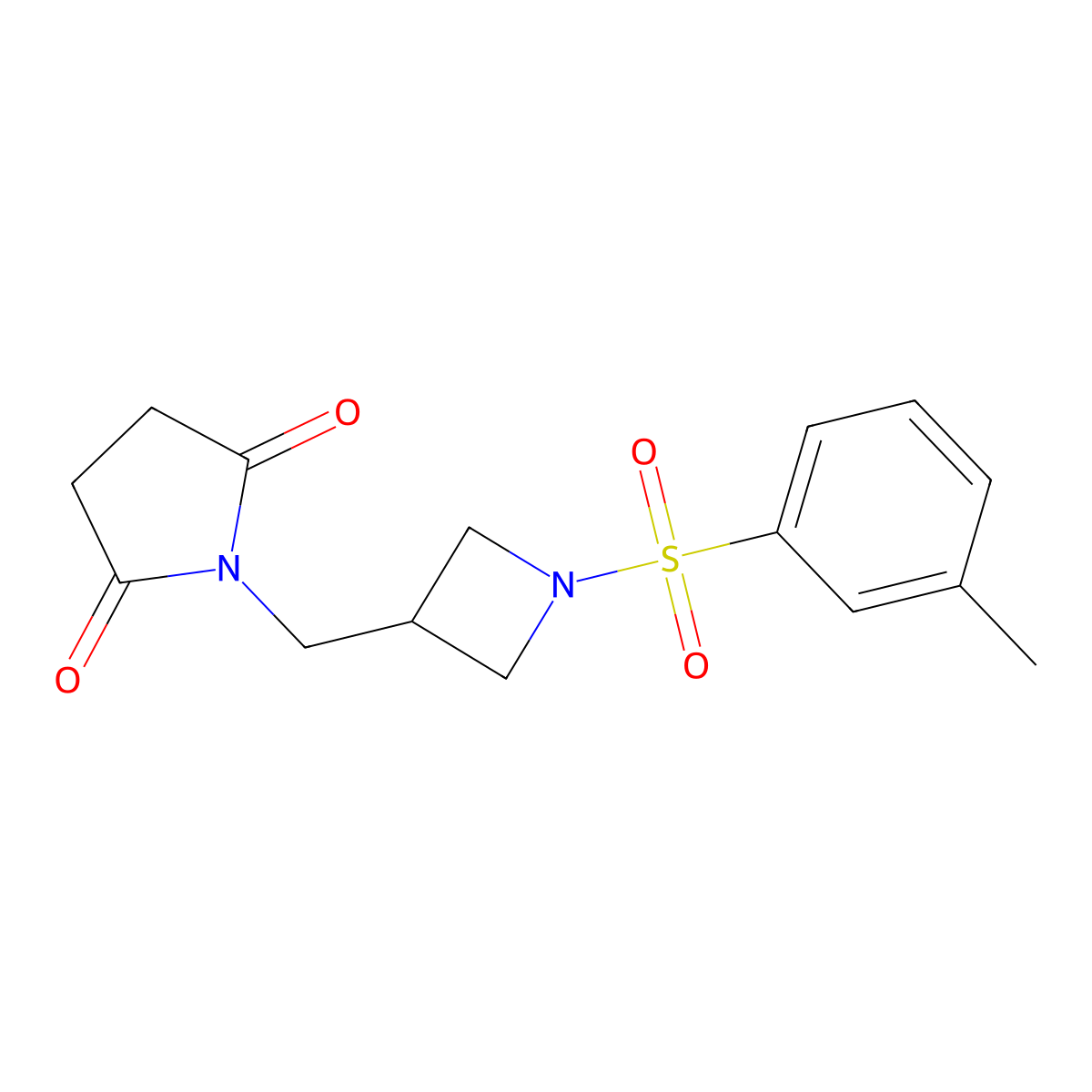 1-{[1-(3-Methylbenzenesulfonyl)azetidin-3-yl]methyl}pyrrolidine-2,5-dione molecular structure, CAS 2309751-70-8