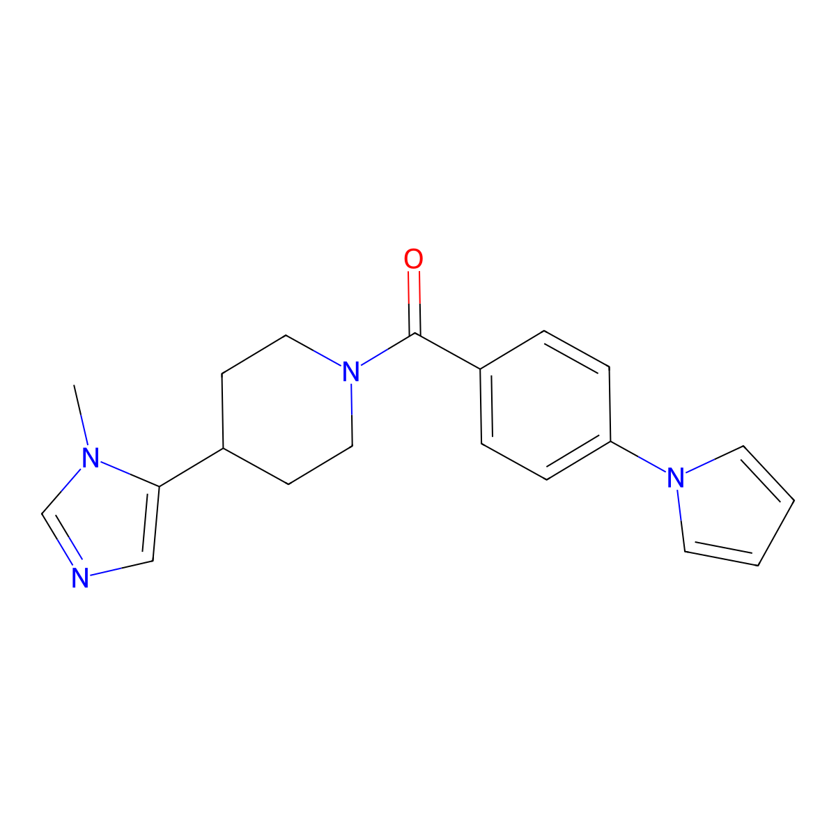 4-(1-methyl-1H-imidazol-5-yl)-1-[4-(1H-pyrrol-1-yl)benzoyl]piperidine molecular structure, CAS 2309751-80-0