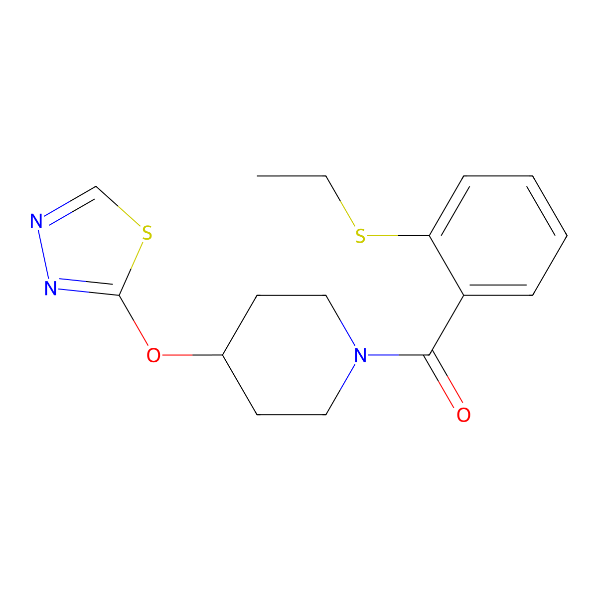 1-[2-(Ethylsulfanyl)benzoyl]-4-(1,3,4-thiadiazol-2-yloxy)piperidine molecular structure, CAS 2309751-82-2
