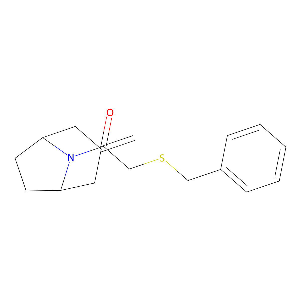 2-(benzylthio)-1-((1R,5S)-3-methylene-8-azabicyclo[3.2.1]octan-8-yl)ethan-1-one molecular structure, CAS 2309751-88-8