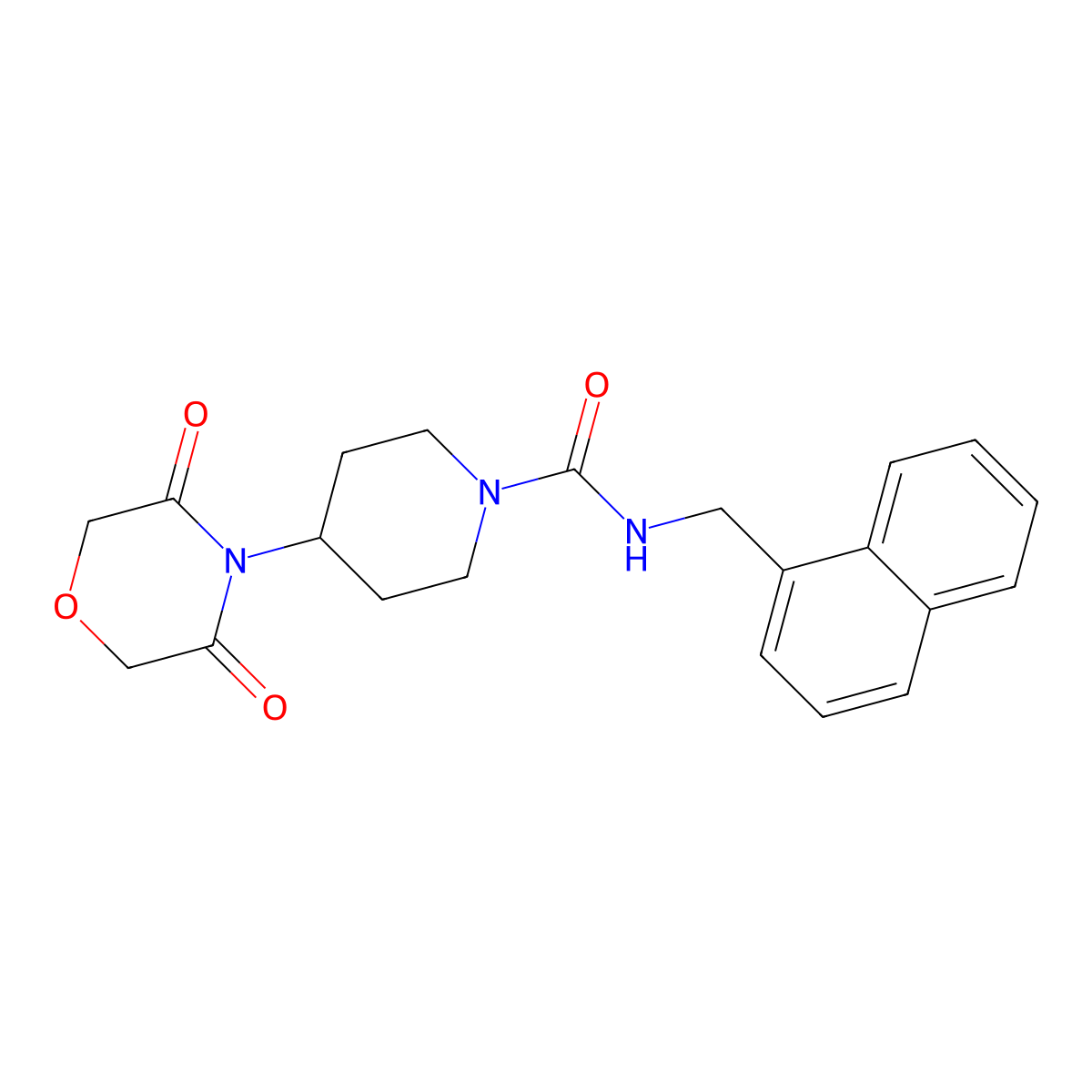 4-(3,5-dioxomorpholin-4-yl)-N-[(naphthalen-1-yl)methyl]piperidine-1-carboxamide molecular structure, CAS 2309751-92-4