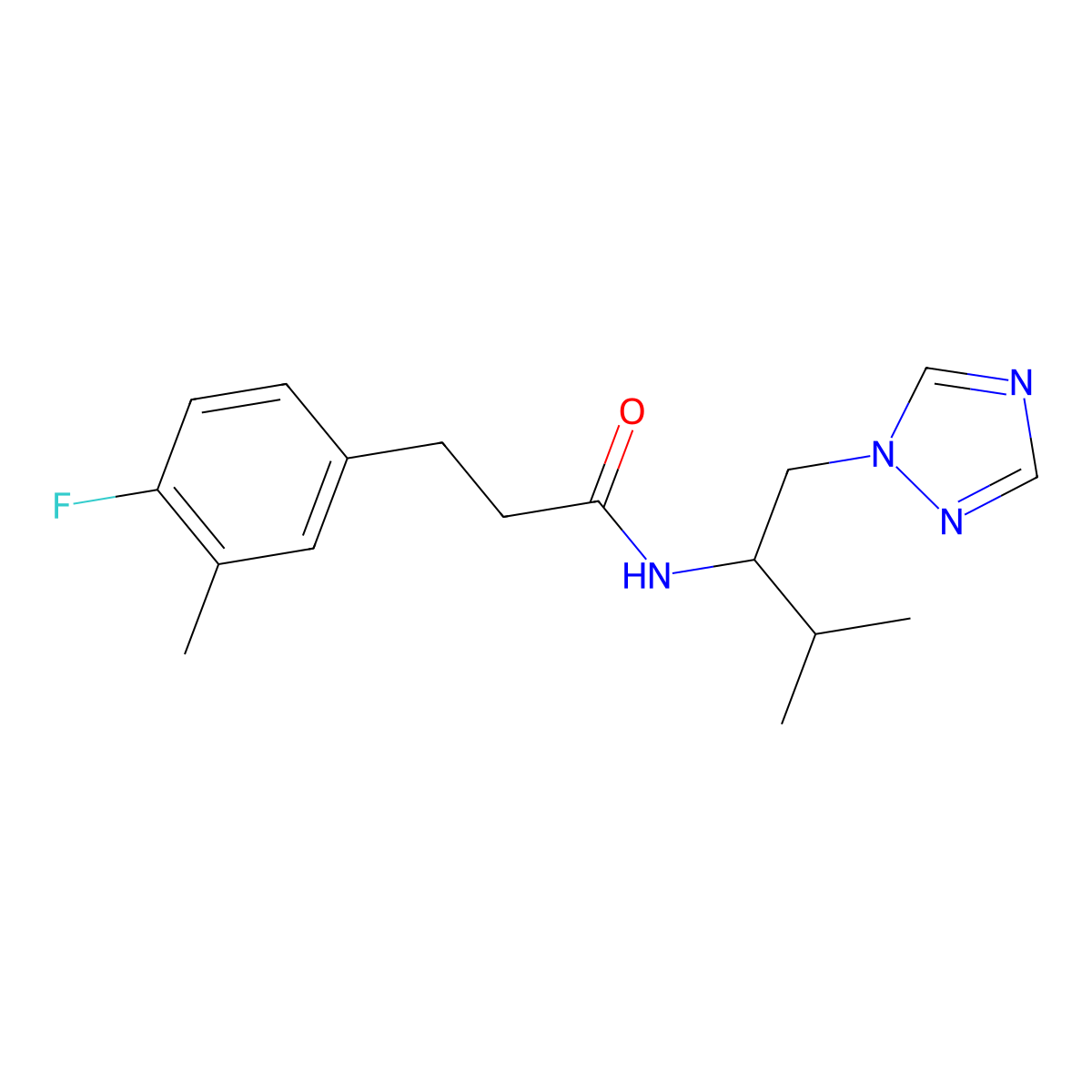 3-(4-fluoro-3-methylphenyl)-N-[3-methyl-1-(1H-1,2,4-triazol-1-yl)butan-2-yl]propanamide molecular structure, CAS 2309752-13-2