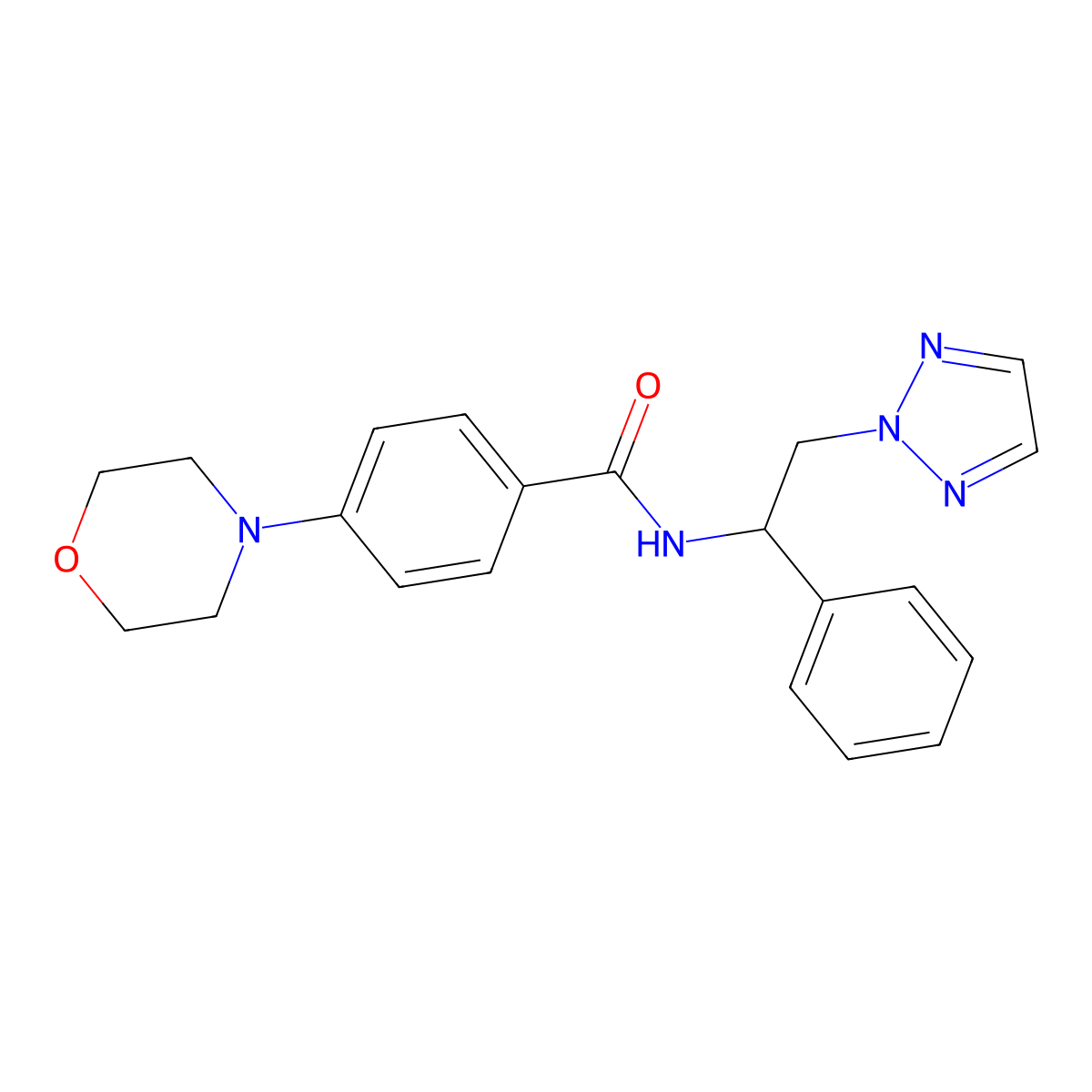 4-morpholino-N-(1-phenyl-2-(2H-1,2,3-triazol-2-yl)ethyl)benzamide molecular structure, CAS 2309752-69-8