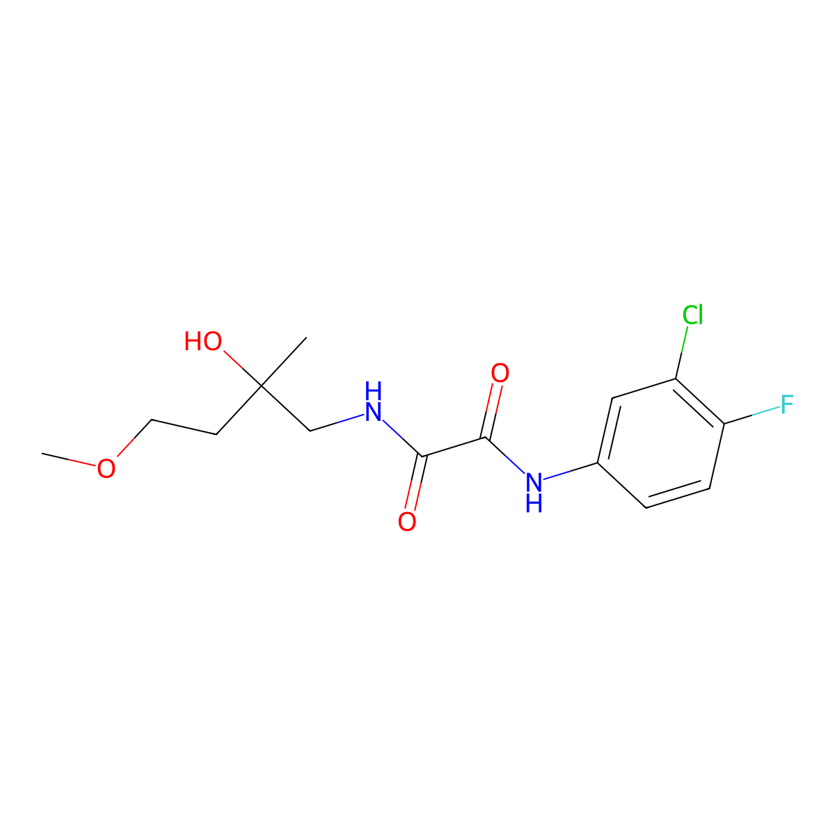 N'-(3-chloro-4-fluorophenyl)-N-(2-hydroxy-4-methoxy-2-methylbutyl)ethanediamide molecular structure, CAS 2309752-75-6
