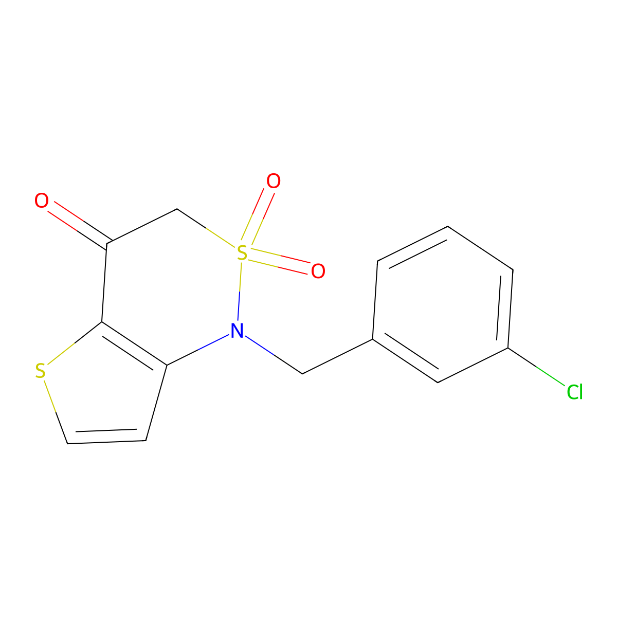 1-[(3-chlorophenyl)methyl]-1H,3H,4H-2lambda6-thieno[3,2-c][1,2]thiazine-2,2,4-trione molecular structure, CAS 2309752-84-7