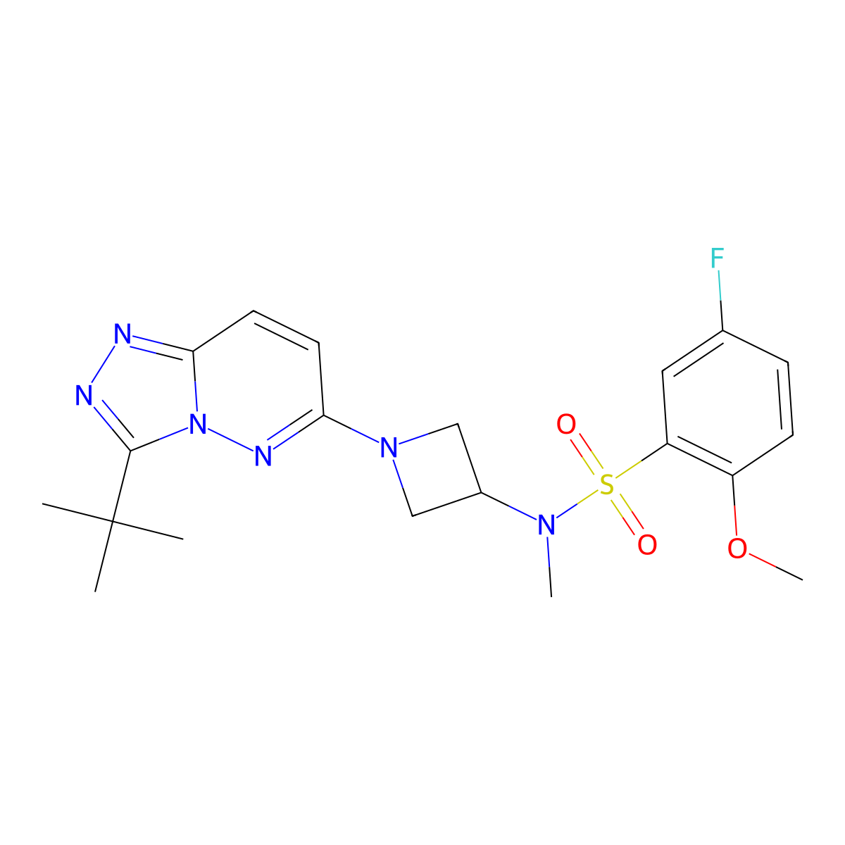 N-(1-{3-tert-butyl-[1,2,4]triazolo[4,3-b]pyridazin-6-yl}azetidin-3-yl)-5-fluoro-2-methoxy-N-methylbenzene-1-sulfonamide molecular structure, CAS 2309753-06-6