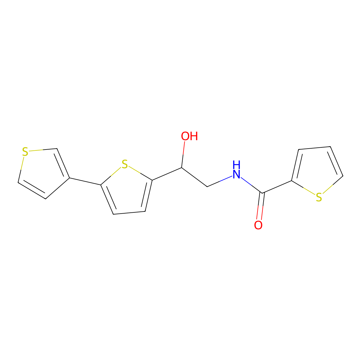 N-(2-{[2,3'-bithiophene]-5-yl}-2-hydroxyethyl)thiophene-2-carboxamide molecular structure, CAS 2309753-08-8