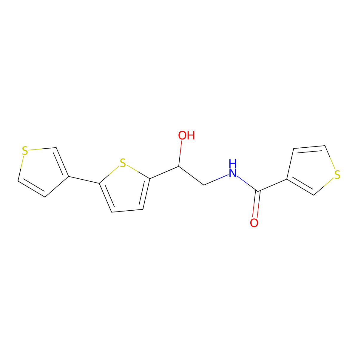 N-(2-{[2,3'-bithiophene]-5-yl}-2-hydroxyethyl)thiophene-3-carboxamide molecular structure, CAS 2309753-15-7