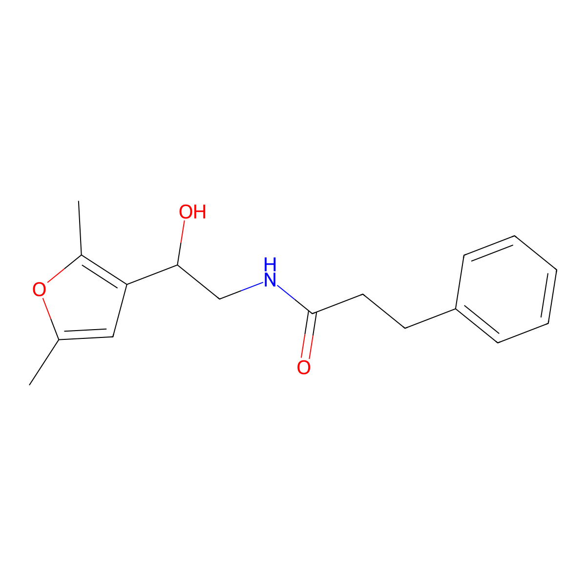 N-[2-(2,5-dimethylfuran-3-yl)-2-hydroxyethyl]-3-phenylpropanamide molecular structure, CAS 2309773-21-3