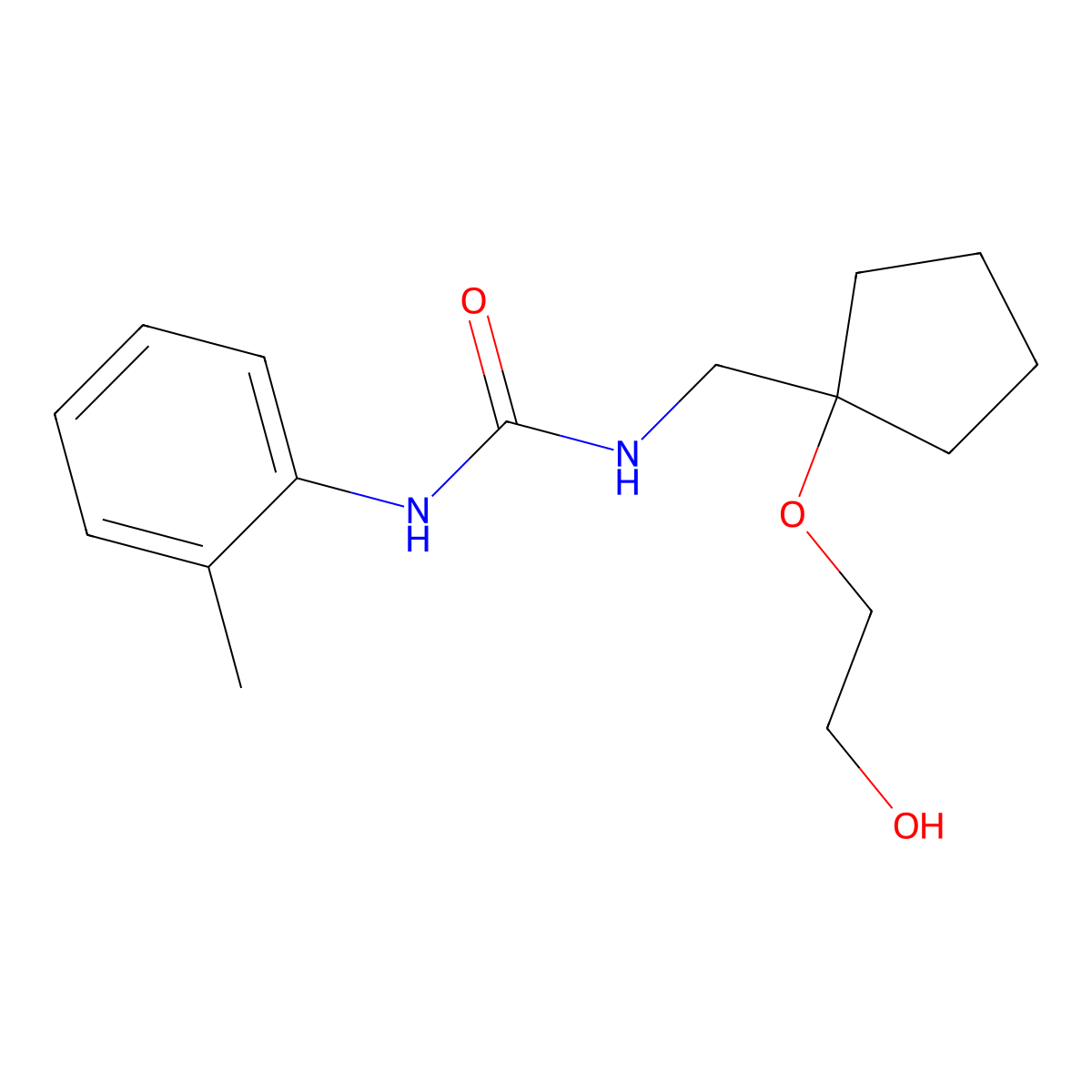 3-{[1-(2-Hydroxyethoxy)cyclopentyl]methyl}-1-(2-methylphenyl)urea molecular structure, CAS 2309773-27-9
