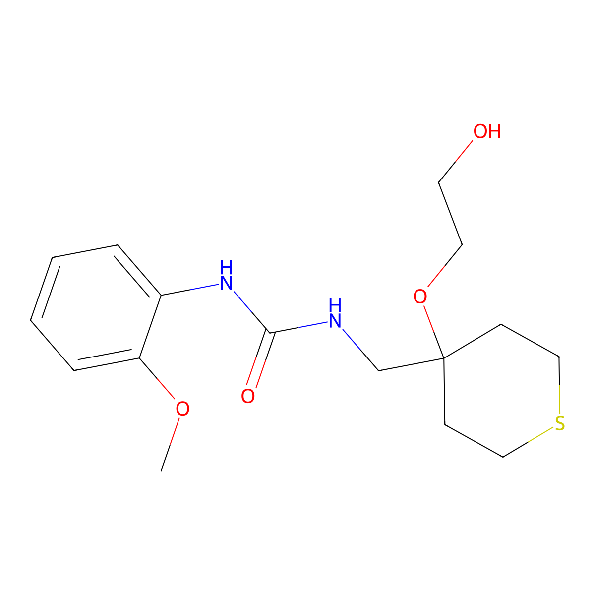 1-{[4-(2-Hydroxyethoxy)thian-4-yl]methyl}-3-(2-methoxyphenyl)urea molecular structure, CAS 2309773-42-8