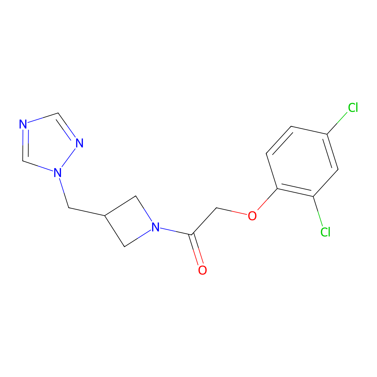 2-(2,4-dichlorophenoxy)-1-{3-[(1H-1,2,4-triazol-1-yl)methyl]azetidin-1-yl}ethan-1-one molecular structure, CAS 2309773-48-4