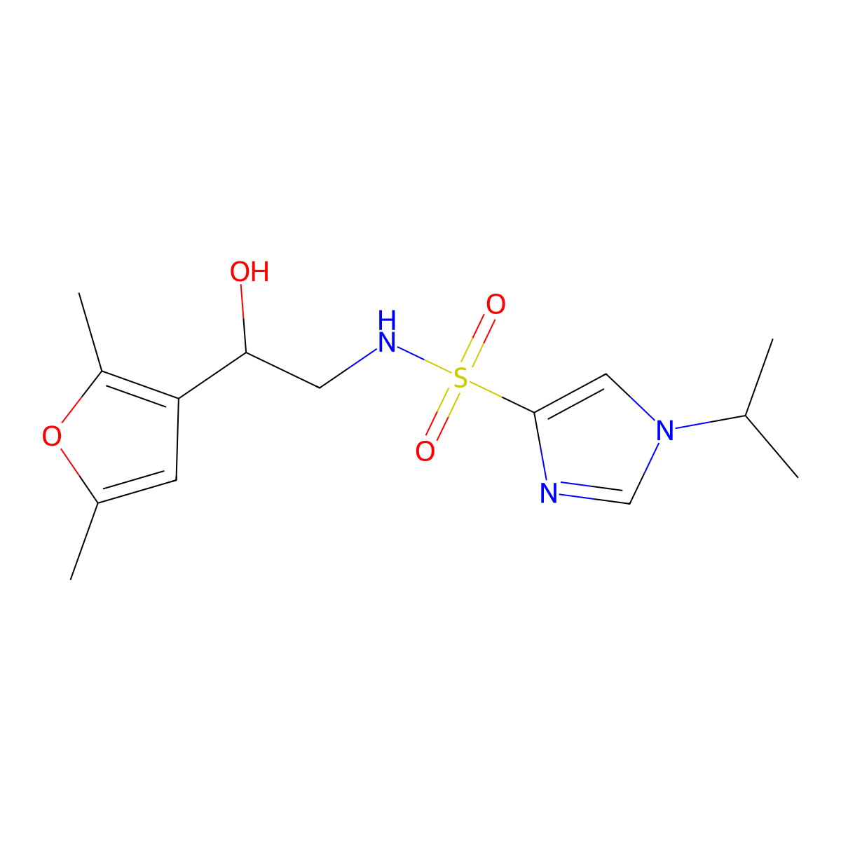N-[2-(2,5-dimethylfuran-3-yl)-2-hydroxyethyl]-1-(propan-2-yl)-1H-imidazole-4-sulfonamide molecular structure, CAS 2309773-99-5