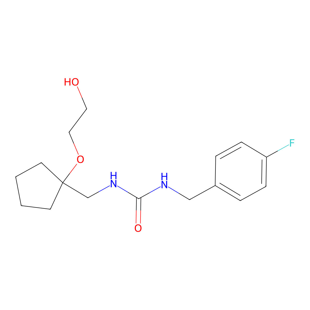 1-[(4-Fluorophenyl)methyl]-3-{[1-(2-hydroxyethoxy)cyclopentyl]methyl}urea molecular structure, CAS 2309774-02-3