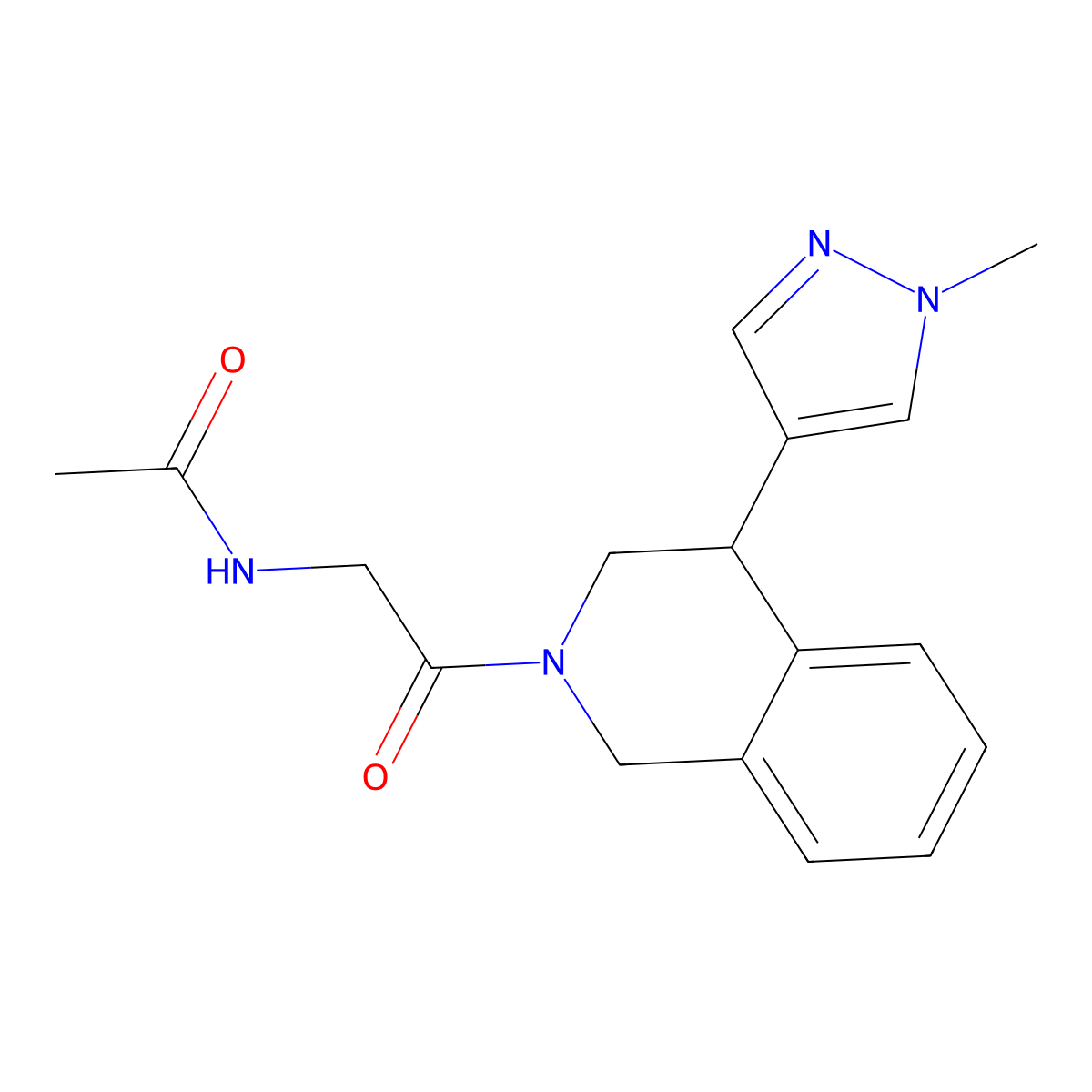 N-(2-(4-(1-methyl-1H-pyrazol-4-yl)-3,4-dihydroisoquinolin-2(1H)-yl)-2-oxoethyl)acetamide molecular structure, CAS 2309774-11-4