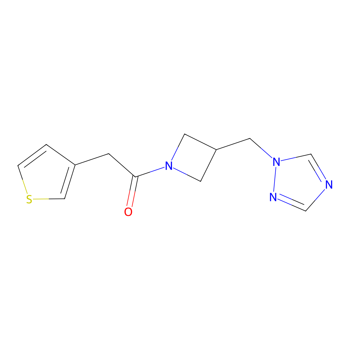 1-(3-((1H-1,2,4-triazol-1-yl)methyl)azetidin-1-yl)-2-(thiophen-3-yl)ethan-1-one molecular structure, CAS 2309774-55-6