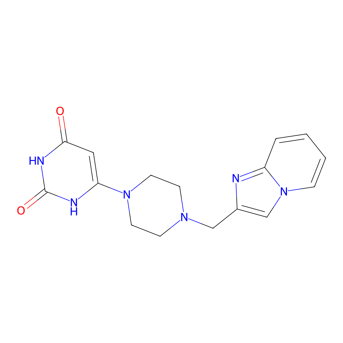 6-(4-(imidazo[1,2-a]pyridin-2-ylmethyl)piperazin-1-yl)pyrimidine-2,4(1H,3H)-dione molecular structure, CAS 2309774-57-8