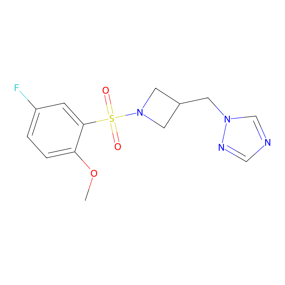 1-{[1-(5-fluoro-2-methoxybenzenesulfonyl)azetidin-3-yl]methyl}-1H-1,2,4-triazole molecular structure, CAS 2309774-70-5