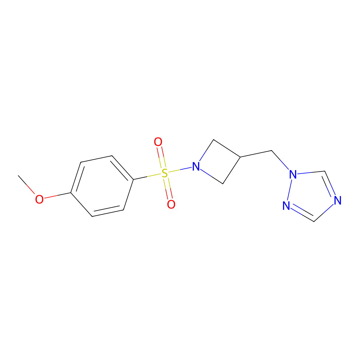 1-((1-((4-methoxyphenyl)sulfonyl)azetidin-3-yl)methyl)-1H-1,2,4-triazole molecular structure, CAS 2309774-75-0