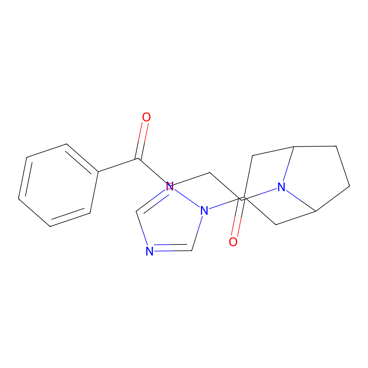 1-phenyl-4-[3-(1H-1,2,4-triazol-1-yl)-8-azabicyclo[3.2.1]octan-8-yl]butane-1,4-dione molecular structure, CAS 2309775-05-9