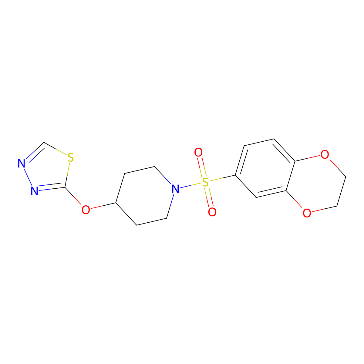 1-(2,3-Dihydro-1,4-benzodioxine-6-sulfonyl)-4-(1,3,4-thiadiazol-2-yloxy)piperidine molecular structure, CAS 2309775-45-7